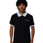 MENS CUT & SEW POLO T-SHIRT – SB PIQUE CN – BLACK NET FOLDED