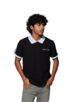 MENS CUT & SEW POLO T-SHIRT – SB PIQUE CN – BLACK NET FOLDED - Image 2