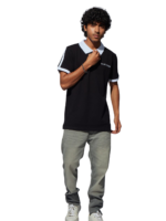 MENS CUT & SEW POLO T-SHIRT – SB PIQUE CN – BLACK NET FOLDED - Image 3