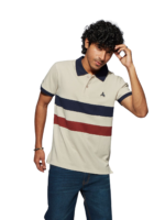MENS CUT & SEW POLO T-SHIRT – SB PIQUE CN – SANDAL/NAVY/MAROON