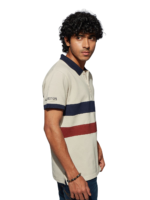 MENS CUT & SEW POLO T-SHIRT – SB PIQUE CN – SANDAL/NAVY/MAROON - Image 4
