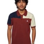 MENS CUT & SEW POLO T-SHIRT - SB PIQUE CN - NAVY/YELLOW/MAROON