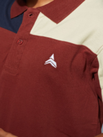 MENS CUT & SEW POLO T-SHIRT - SB PIQUE CN - NAVY/YELLOW/MAROON - Image 3