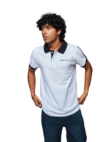 MENS CUT & SEW POLO T-SHIRT – SB PIQUE CN – WHITE NET FOLDED - Image 3