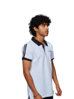 MENS CUT & SEW POLO T-SHIRT – SB PIQUE CN – WHITE NET FOLDED - Image 4
