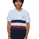 MENS CUT & SEW POLO T-SHIRT – SB PIQUE CN – WHITE/NAVY/MAROON