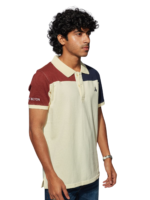 MENS CUT & SEW POLO T-SHIRT – SB PIQUE CN – YELLOW/NAVY/MAROON - Image 5