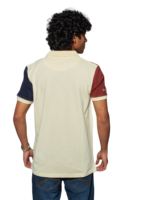 MENS CUT & SEW POLO T-SHIRT – SB PIQUE CN – YELLOW/NAVY/MAROON - Image 6