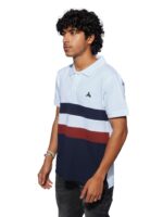 MENS CUT & SEW POLO T-SHIRT – SB PIQUE CN – WHITE/NAVY/MAROON - Image 3