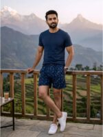 Dark blue base with elegant floral print - Image 3