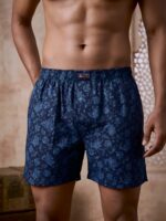 Dark blue base with elegant floral print